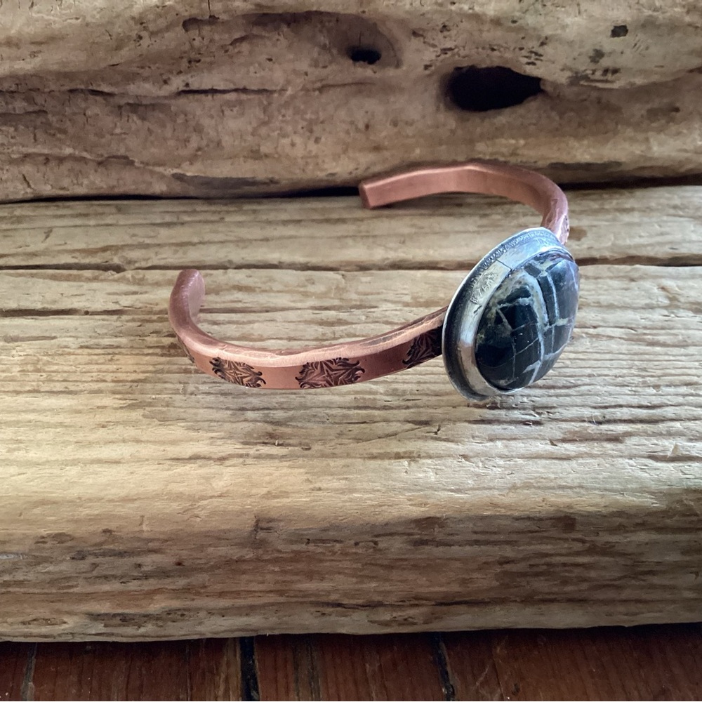Copper Cuff and Sterling Silver Cuff Bracelet - Picture 2 of 6